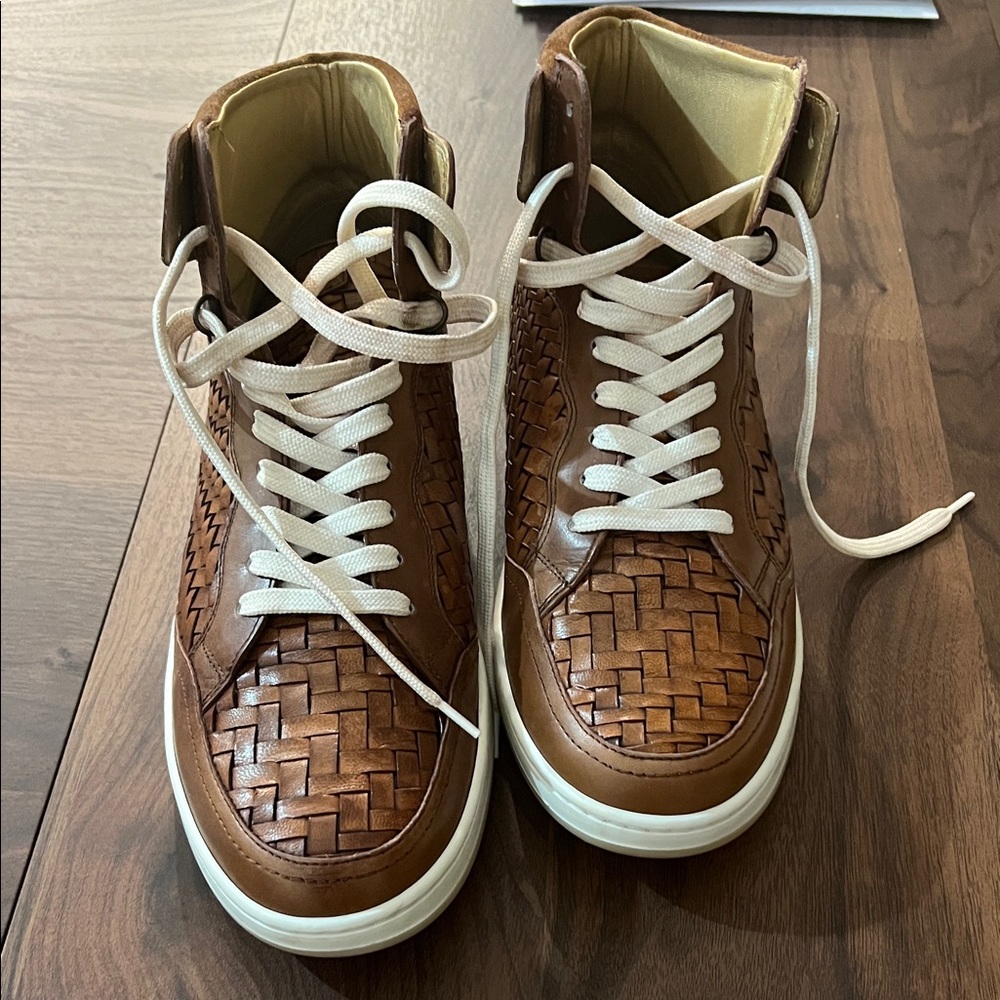 Taft Tan Woven Leather Sneakers